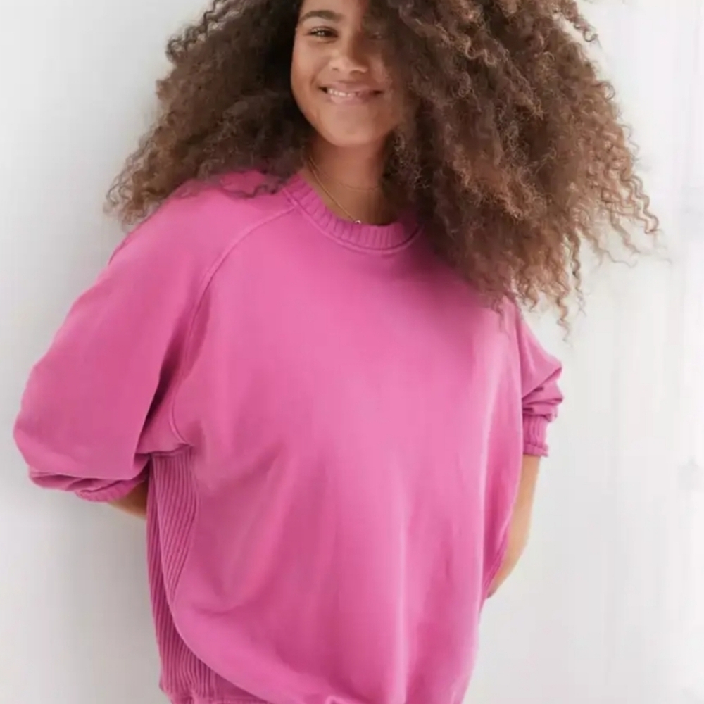 Aerie Down To Earth Crewneck Sweatshirt Pink